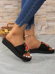 Women's Hook & Loop Strap Slide Sandals, New Fashion Versatile Summer Slippers, Casual Beach Sandals, Comfortable Party Slip-On Shoes