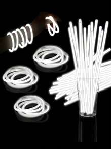 10/100pcs Glow Stick Party Favors: 100 Pcs Glow Sticks, Party Accessories Including Glow Necklaces, Glow Bracelets, Glow Glasses And Triple/Butterfly Connectors - Multicolor - View 12