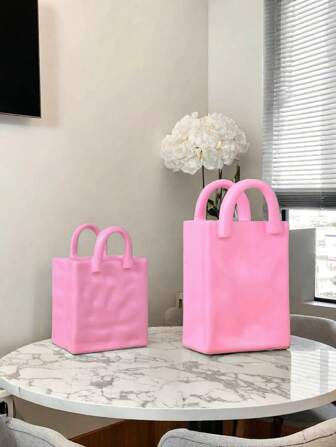 1 件奢华手提包花瓶，现代简约家居装饰花容器，客厅装饰花瓶，也可用作办公桌收纳笔/化妆刷架