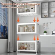 CENLEN 可折叠储物箱 5 层，大型双开储物箱，带盖和轮子的大型储物箱，可存放衣服、零食、玩具和书籍，家庭办公室户外折叠容器储物箱返校旅行必需品房间装饰、家居装饰、卧室装饰收纳整理和收纳 - 2層 - 查看 6