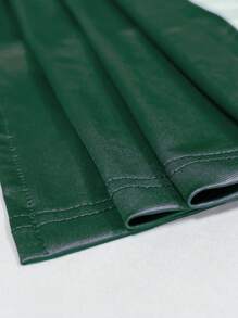 Europe And The United States Fashion Women Black Slim Short Sleeveasymmetrical Mid-Length Skirt New Mature Women Round Neck Leather  Fall Dresses For Women Sexy Bag Buttock Slit Dress Office Outfits For Women - 綠色 - 查看 9