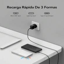 Batería externa para iPhone de Apple, iPad, teléfonos Android, regalos para familia, amigos, cumpleaños, invierno, San Valentín, Pascua, adecuada para uso al aire libre, compras, viajes, suministro de energía portátil seguro y estable - Negro-A - Ver 2