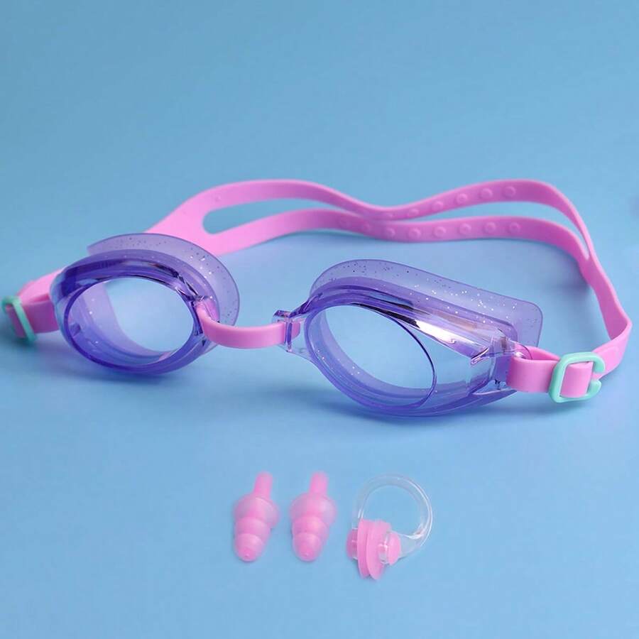 SHENYU 4pcs Professional Swimming Goggles With Nose Clip And Ear Plugs Set, Beach Essentials, Beach Accessories, Pool Float - Multicolor - View 1