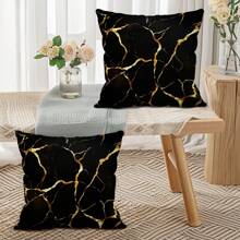 2pcs Black Marble Texture Printed Pillow Covers, 45cm*45cm - Multicolor - View 4