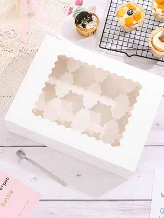 2 pezzi/4 pezzi Scatole per cupcake con finestra, Scatole per torte da 12/4 tazzine, Scatole per torte grandi per compleanni, matrimoni, regali di San Valentino