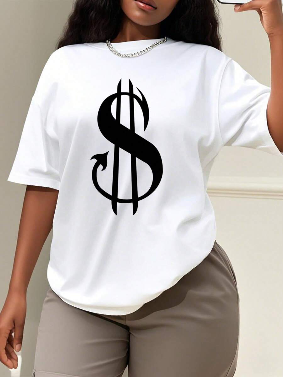 Oversized Style For Women, Men's Summer Casual Crew Neck T-Shirt With S Pattern, Perfect For Outdoor Activities, Oversize Type Shirt For Women, Perfect For Holiday Parties Or Gift Giving, Soft And Comfortable