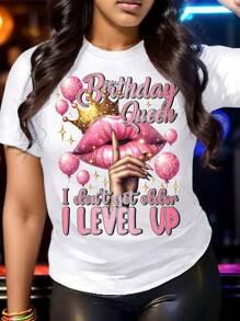 Glitter Birthday Queen Shirt, Birthday Queen I Don't Get Older I Level Up Shirt, It's My Birthday Tee, Crown Birthday Girl T-Shirt, Woman Birthday Party Shirt, Happy Birthday T-Shirt, Birthday Month Party Shirt - 白色 - 查看 1