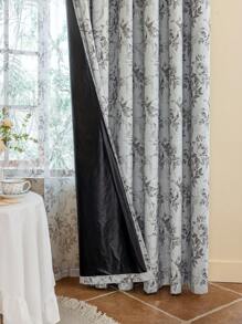 1 件全新花卉鸟图案 100% 遮光双层复合窗帘，家庭隔热，适用于客厅、卧室、办公室、派对和日常装饰 - 彩色 - 查看 5