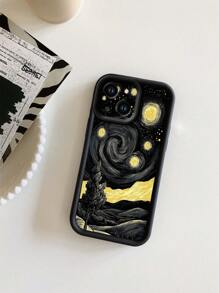 1 件奢华深色漩涡空间设计黑色陶瓷镜头保护防撞厚手机壳，兼容 16/Redmi/Infinix/Vivo/OPPO 防水防震防摔防刮 - 黑色 - 查看 5