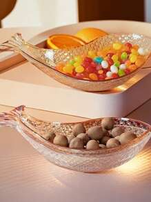 2pcs Premium New Fish-Shaped Glass Fruit Plates, Nordic Style Creative Food Serving Tray, Lucky Koi Fish Design Plate For Party, Snacks, Candy Dish & Home Decoration