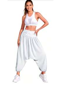 Pantalon Para Danza Y Ejercicio Comodo - Blanco - Ver 2
