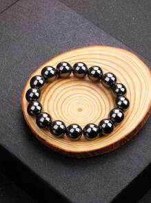 1pc Black Energy Hematite Beads Bracelet Men 6/8/10/12mm Fashion Nature Reiki Healing No-Magnetic Bracelets For Women Balance Health Jewelry 6-12mm Hematite Bracelet Men Nature Energy Stone Beads Bracelets For Women Energy Healing Jewelry - Black - View 18