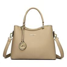 KAIDIFEINIROO 2025 新款女士软皮手提包奢华设计师单肩斜挎包三层顶部提手包女士通勤钱包 - 卡其色 - 查看 4