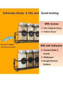 2 件/4 件简约纯色香料罐架，厨房储物架 - 黑色 - 查看 4