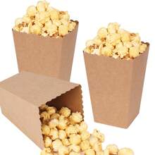 24/12pcs/1pc Brown Kraft Paper Popcorn Box, Fries Box, Candy Box, Suitable For Movie Theater, Mall, Party, Christmas