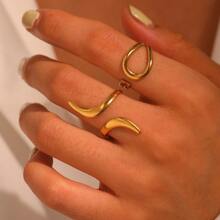 2pcs Stainless Steel Asymmetrical Open Hoop Earrings Set