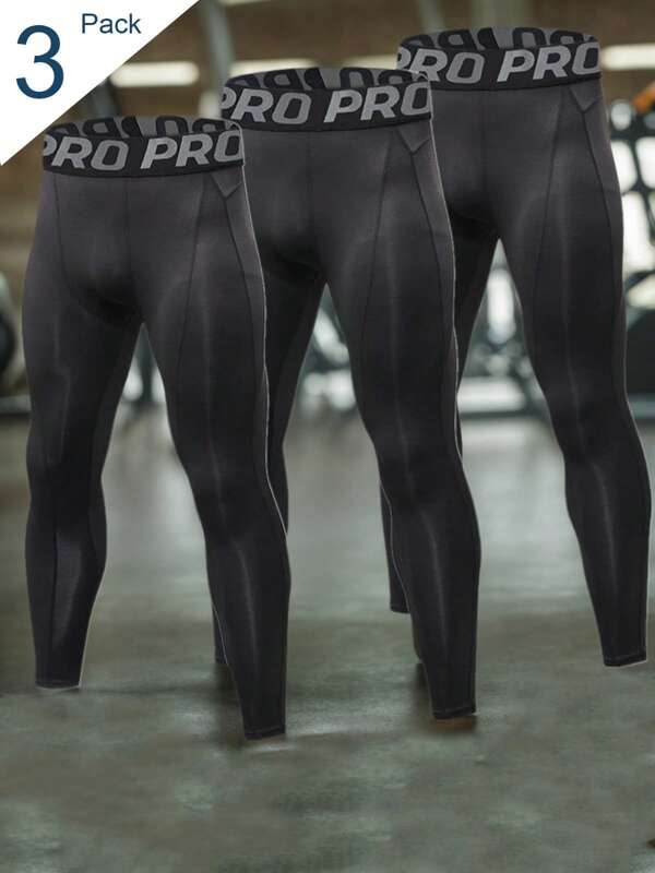 3 Pack Men's Compression Pants Tights Athletic Running Workout Leggings Quick Dry Sports Baselayer