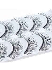 5 Pares/Caja de pestañas con brillo plateado y rhinestones, pestañas brillantes tipo hada, elegantes y relucientes para actuaciones en el escenario, Navidad, nieve, Día del niño y maquillaje de Halloween, pestañas gruesas para niños