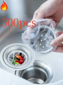 500个/300个/200个/100个厨房水槽细网滤水袋，厨房水槽滤水器，浴室水槽滤水器 - 可重复使用和一次性使用，适合父亲节和母亲节，父母的好帮手，易于清洁的厨房排水保护器，适用于厨房和浴室。（新旧款式随机发货。）