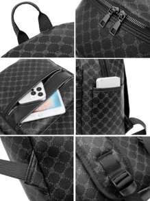 Large Capacity Casual Backpack, Printed Pu Leather Business Laptop Bag, Suitable For Teen Summer Casual Outdoor Athletic Or Vacation Travel Or Graduation Gifts Or Birthday Dress Accessories - Multicolor - View 7