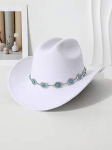 1 件波西米亚风涤纶水钻镂空西部牛仔帽，时尚多用途防晒配饰，适合春夏秋季 - 一字頂 - 查看 12