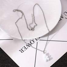 时尚糖果色可爱熊链吊坠项链 女士动物熊首饰 最佳朋友生日派对礼物