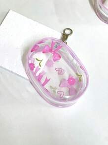 1PC Portable Mini Transparent Zipper Storage Bag, Bag Accessiores Compact Multifunctional Organizer, Headphone And Charger Case With Keychain, Transparent Travel Accessories, Available In Black And White Colors, Exquisite And Compact, Suitable For Storing Small Items, Data Cable Storage Bag, Bracelet Bag, Makeup Bag