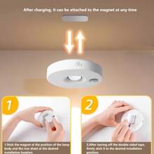 1 个 LED 可充电聚光灯，USB 充电运动传感器猫眼灯，3 色可调壁灯，适用于卧室、衣柜、橱柜、床边、走廊、展示柜