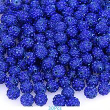 Perles de strass de 10 mm pour l'artisanat, 10/30/60 pièces en couleurs mélangées, perles rondes brillantes Shamballa boule disco en vrac, perles de cristal étincelantes fantaisie en argile pour la création de colliers, bracelets, boucles d'oreilles et décoration DIY