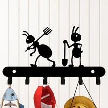 1pc [Hot Selling] Two Ants Metal Decorative Key Hook, Key Holder Rack, Door Back Wall Garage Key Hook Decor, Hanging Hook Decor, Wall Decor, Suitable For Coat, Hat, Towel, Kitchen, Bathroom, Entryway For Umbrella, Raincoat, Bag, Easy Installation