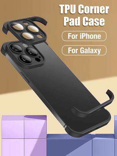 Yezodawee Capa de celular sem moldura de TPU com cantos acolchoados, projetada para , capa protetora de quatro cantos contra quedas, à prova de choque, para lentes de câmera, capa protetora de moldura de telefone com dissipação de calor minimalista, compatível com Samsung 16 Pro Max/16 Pro/16 Plus/16/15/14/13/12/11 e S25 Ultra S24 Ultra/S24 Plus/S24+/S24/S23 Ultra/S22 Ultra Series (1 peça preta)