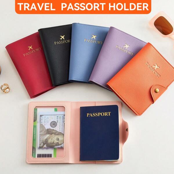 Passport Holder Wallet - PU Leather Passport Holder Travel Accessories, Passport Book Holder Whith Card Pocket, Faux Leather Card Holder Passport Box Family Holiday Travel Essentials.,School Supplies,Back To School