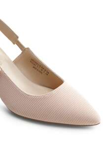 Women's Slingback Kitten Heel Pumps Pointed Toe Slip-On Bow Casual Elegant Fashionable Wedding Dress Shoes - 杏色 - 查看 6