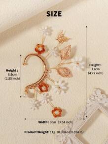 1 Golden Ear Clip Butterfly Ear Clip Bridal Headpiece Retro Female Hair Accessories Antique Style High End Wedding Ear Hanging