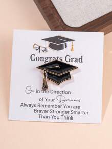 1 Pc Creative Zinc Alloy Oil Drop Doctor Hat Brooch, Gift Box Packaging, Graduation Gift - Black - View 5