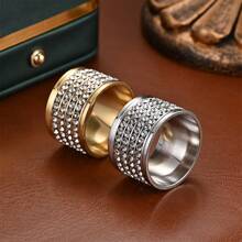 1pc Men's Domineering Knuckle Ring With Imitation Zirconia Stainless Steel Ring, Suitable For Daily Wear, Gift For Party, Holiday, Birthday, Anniversary