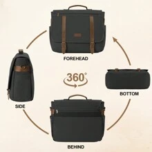 Messenger Bag Men 15.6 Inch Laptop Bag Vintage Canvas Briefcase Retro Work Computer Bag Large Shoulder Bag Water Resistant Cross-Body Satchel Bag For Business Office College Travel Hand Bag - Multicolor - View 6