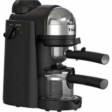 Espressería Manual, con capacidad de 4 Tazas, incluye boquilla de vapor y filtro de acero inoxidable, prepara espressos o cappuccinos de forma fácil y rápida, negra, EX1728MX - 1 - Ver 1