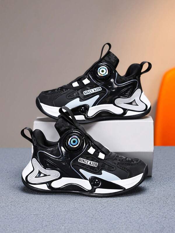 New Stylish Boys' Casual Comfortable Lightweight Breathable Color Block Sports Shoes, Anti-Slip Shock Absorbing High-Elastic Running Shoes Basketball Sneakers, Suitable For Outdoor Activities