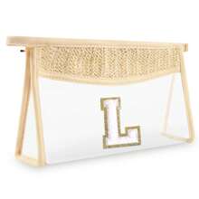 Túi đựng đồ trang điểm hình chữ cái đầu nhỏ Boho Straw Quà tặng cá nhân, Túi đựng đồ trang điểm bằng vải nhung trong suốt dễ thương có khóa kéo, Túi đựng đồ vệ sinh cá nhân du lịch được TSA chấp thuận, Quà tặng cho phụ nữ, bạn bè sinh nhật, chữ cái A~Z, Thích hợp cho phòng tắm nghỉ dưỡng công sở có chữ cái lông mềm mại - trắng - Xem 28