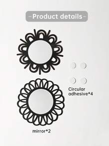 1/2pcs Charming Vintage Round Wall Decor Mirrors, Sunflower Shaped Wooden Framed Hanging Mirror For Living Room, Bedroom, Dining Room, Bathroom, Unique Decorative Mirror, Size 22.5cm/8.6inch, Special Birthday, Holiday, Graduation Gift