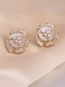 6 件套水钻和人造珍珠蝴蝶、花朵、几何优雅时尚耳环，适合女士日常佩戴和节日 - 彩色 - 查看 7