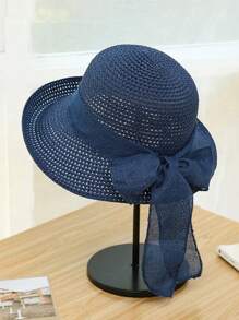 1pc Women's Multicolor Straw Hat, Large Brim All-Match Sun Hat, Beach Sun Protection Hat, Foldable Korean Style