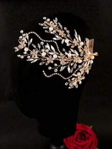 1pc Crystal Hair Comb, Handmade Woven Rhinestone Bridal Hair Accessories