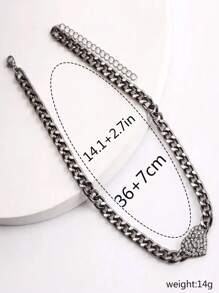 1 pieza Collar corto de gargantilla con colgante de corazón minimalista negro y incrustaciones de rhinestone, adecuado para el uso diario de la mujer