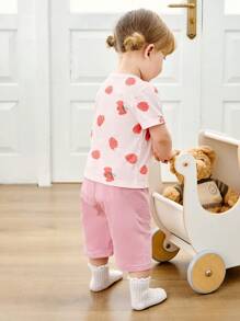 mini bala 年輕女孩柔軟透氣睡衣套裝，帶腹部保護的嬰兒睡衣 - 粉紅 - 查看 3