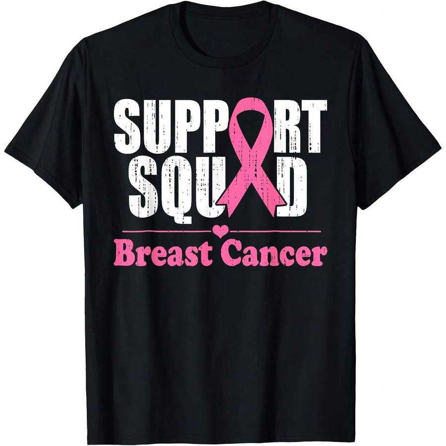 Peace Love Cure Breast Cancer Awareness Men Women T-Shirt Women's T Shirts Women's Plus Size Graphic Tee - Black - View 1
