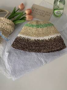 1 件女士手工编织镂空草帽，夏季防晒海滩度假遮阳帽，透气渔夫帽，修饰脸型 - 草編漁夫帽 - 查看 20