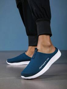 Men Slip-On Sandals, Lightweight Mesh Casual Slippers, Slip On Design - Navy Blue - View 6