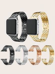 1pc Solid Color Fish Scale Pattern Quick Release Stainless Steel Smartwatch Band Compatible With Apple Watch Series 10/9/8/7/6/5/4/3/2/1/SE/Ultra - 38mm/40mm/41mm - View 1